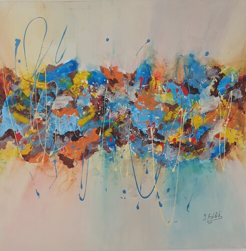 Abstraktes XXL Acrylbild "Blumenwiese" by Irene Schlik, Painting for Sale on Singulart