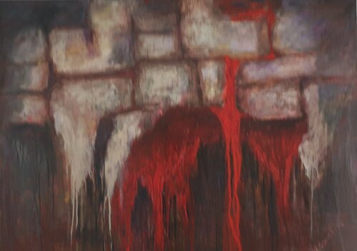 Acrylbild "Hinter der Mauer" von Irene Schlik, Malerei kaufen auf Singulart