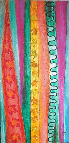 Acrylbild Collage "Sommerfarben" par Irene Schlik, Peinture en vente sur Singulart
