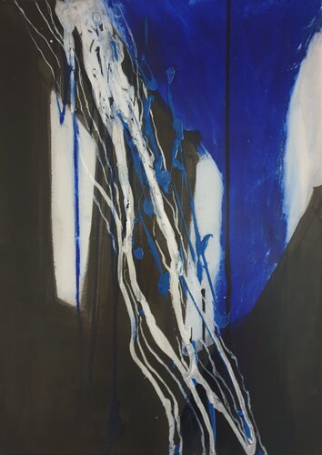 Acrylbild "Blau im Schwarz" von Irene Schlik, Malerei kaufen auf Singulart