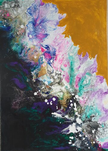 Acrylik Pouring Bild "Windstoß" von Irene Schlik, Malerei kaufen auf Singulart