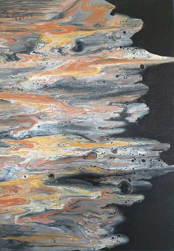 Acrylik Pouring Bild "Marslandschaft" von Irene Schlik, Malerei kaufen auf Singulart