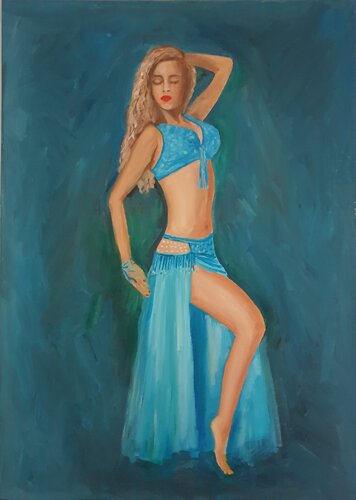 Acryl Bild "Tänzerin in Türkis" van Irene Schlik, Schilderij te koop op Singulart
