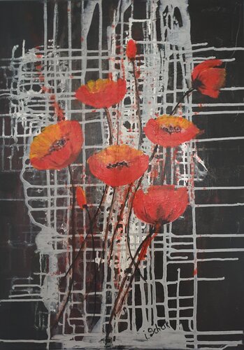 Acryl Bild "Mohnblumen" di Irene Schlik, Pittura in vendita su Singulart