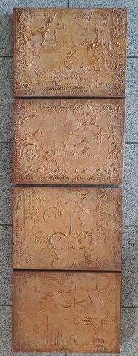 Acryl Bild Struktur Vier Teiler" Deko Beige"    40 x 30 , 40 x 30 , 40 x 30 , 40 x 30 von Irene Schlik, Malerei kaufen auf Singulart