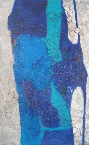 Acryl Bild XXL Struktur "Camping Platz" van Irene Schlik, Schilderij te koop op Singulart