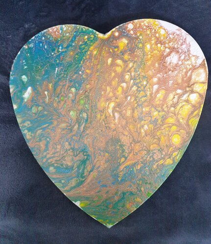 Acryl Bild  "Herz Türkis" von Irene Schlik, Malerei kaufen auf Singulart