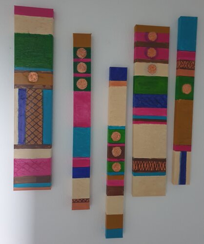 Acryl Bild "Sommerfest"   2 x 20 x 100, 3 x 10 x100 by Irene Schlik, Painting for Sale on Singulart