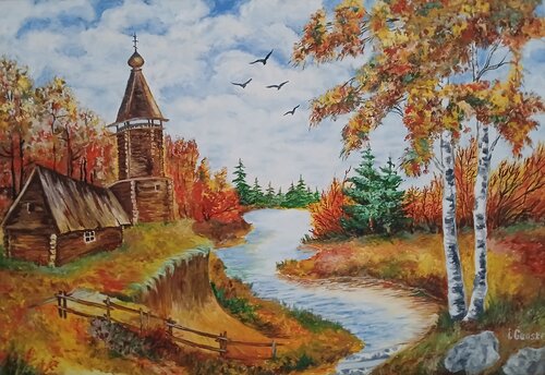 Ölgemälde "Goldene Herbst"        100cm x70cm x 1,8cm von Irene Schlik, Malerei kaufen auf Singulart