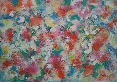 Acrylbild Struktur  "Blumenwiese" von Irene Schlik, Malerei kaufen auf Singulart
