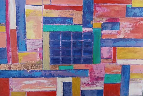 Acrylbild "Gitter im Bild" von Irene Schlik, Malerei kaufen auf Singulart