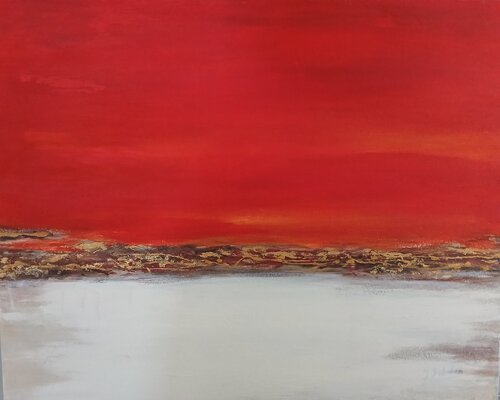 Acrylbild Struktur  "Roter Himmel" von Irene Schlik, Malerei kaufen auf Singulart