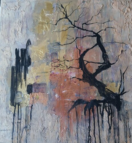 Acryl Bild Struktur "Einsam in der Wüste"80 von Irene Schlik, Malerei kaufen auf Singulart