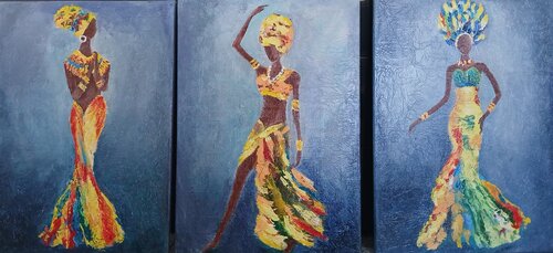 Acryl Bilder "Tänzerinnen"  Struktur by Irene Schlik, Painting for Sale on Singulart