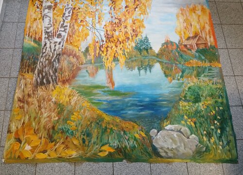 Öl Gemälde XXL "Haus am See" von Irene Schlik, Malerei kaufen auf Singulart