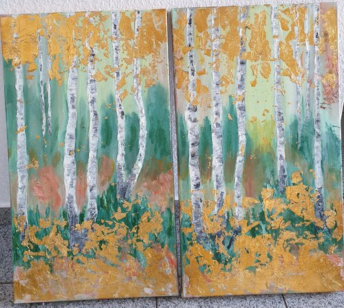 Acryl Bild "Im Wald"     2 Teiler von Irene Schlik, Malerei kaufen auf Singulart