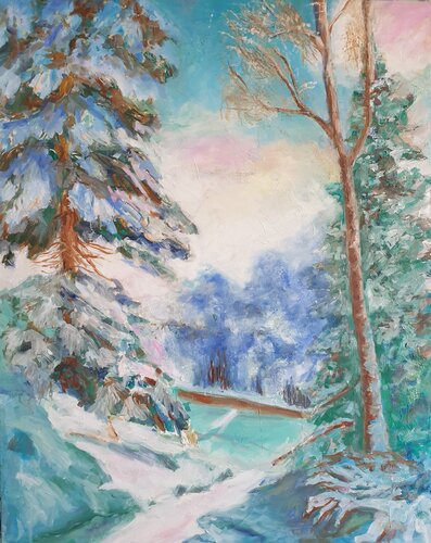 Ölgemälde "Winterwald" par Irene Schlik, Peinture en vente sur Singulart