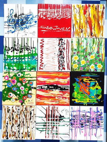 Acryl Bilder "Bildermix"      12 x (30cm x 30cm x  3cm) par Irene Schlik, Peinture en vente sur Singulart