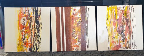 Acryl Bilder "Herbstlaune"     3 x 50cm x 50cm by Irene Schlik, Painting for Sale on Singulart