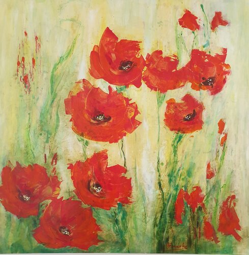 Öl Gemälde "Frühlings Anfang"    100cm x 100cm x3cm par Irene Schlik, Peinture en vente sur Singulart
