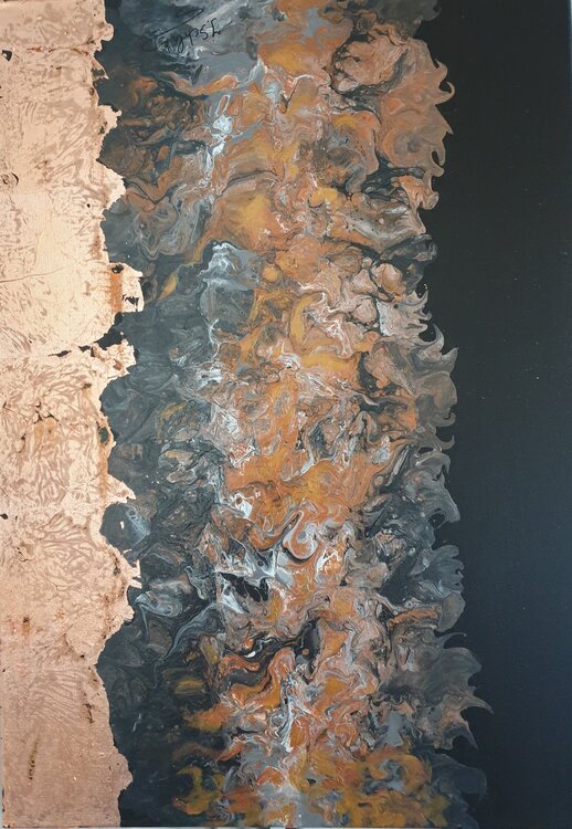 Acrylik Pouring Bild "Sandsturm" Irene Schlik