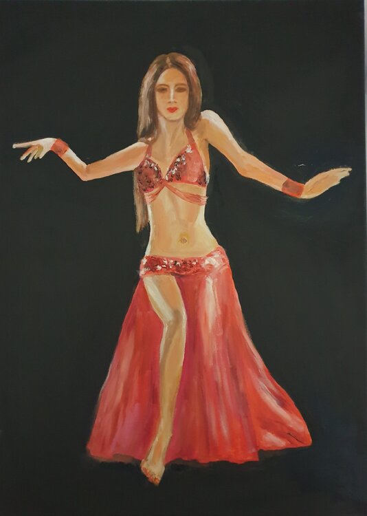 Acryl Bild "Bauchtänzerin in rot" Irene Schlik