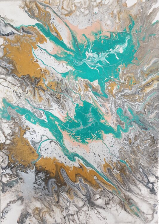 Acrylik Pouring "Unter dem Wasser" Irene Schlik