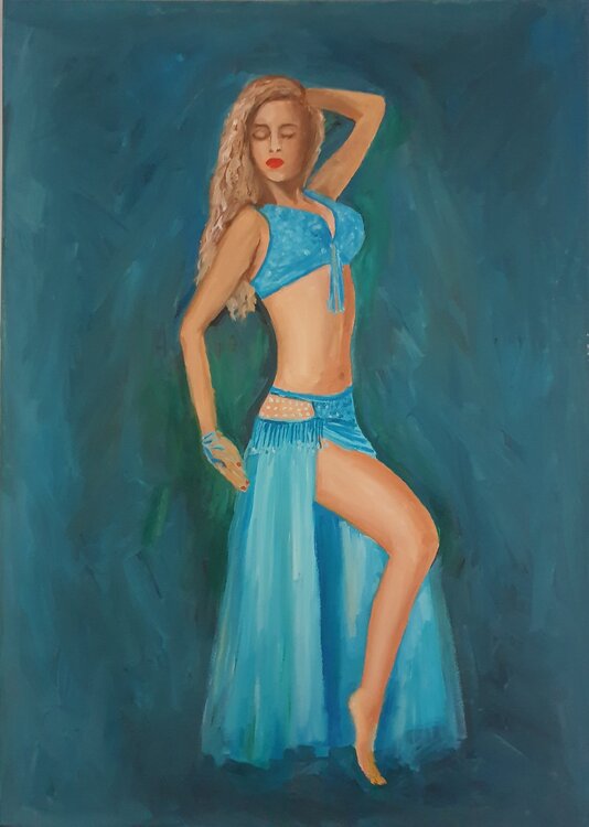 Acryl Bild "Tänzerin in Türkis" Irene Schlik