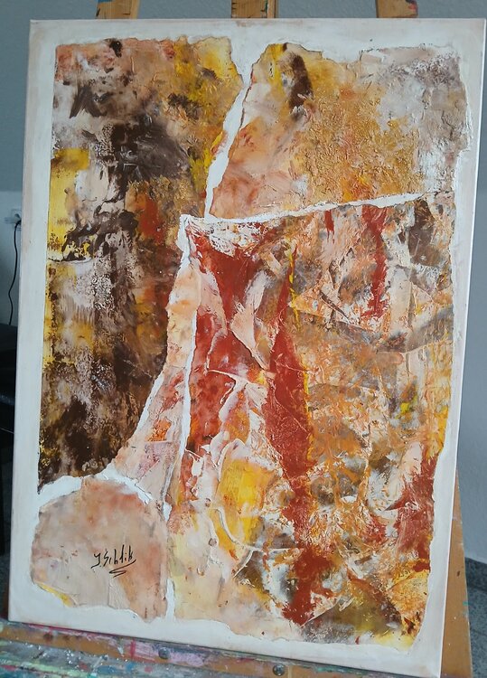 Collage Acryl Bild  "Bunte Felsen" Irene Schlik