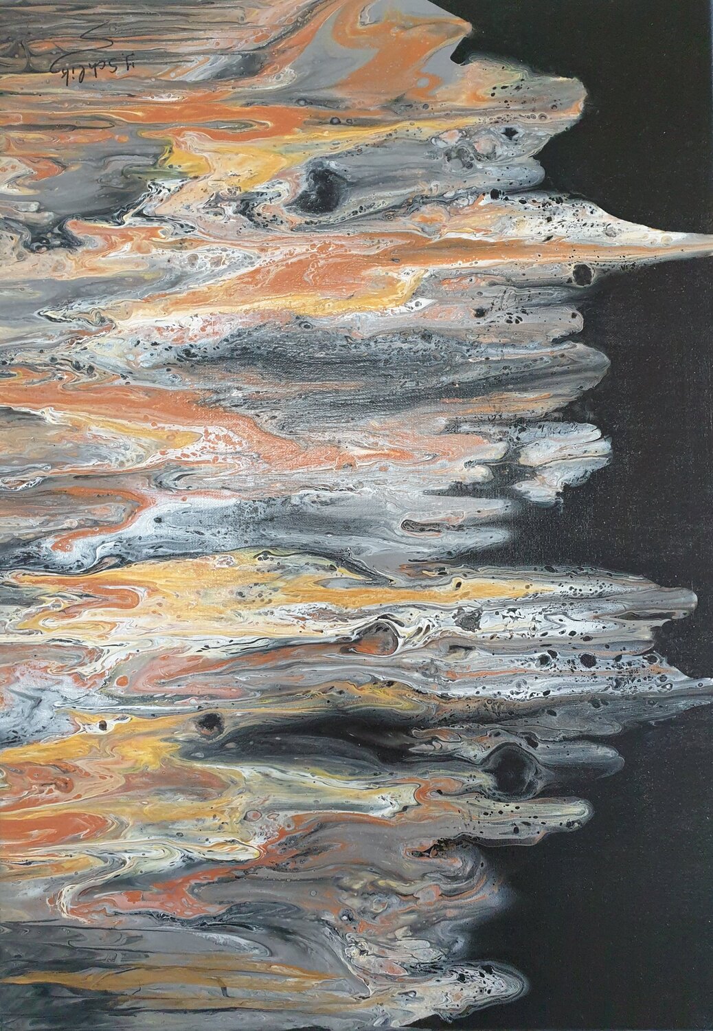 Acrylik Pouring Bild "Marslandschaft" Irene Schlik