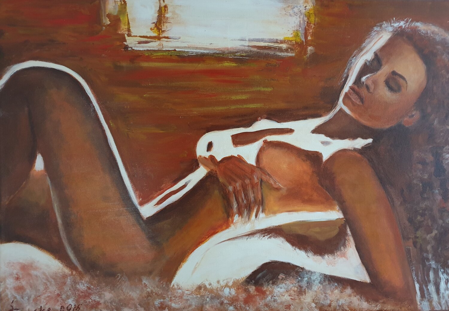 Acryl Bild  "Exotische Schönheit" Irene Schlik Originalgemälde zu verkaufen