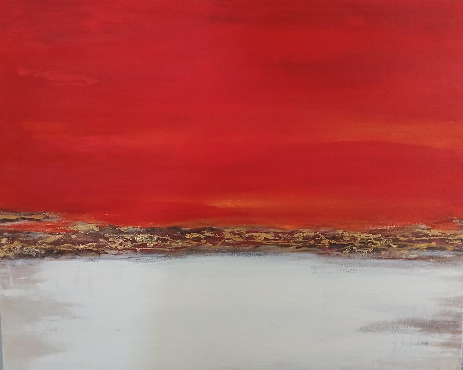 Acrylbild Struktur  "Roter Himmel" Irene Schlik