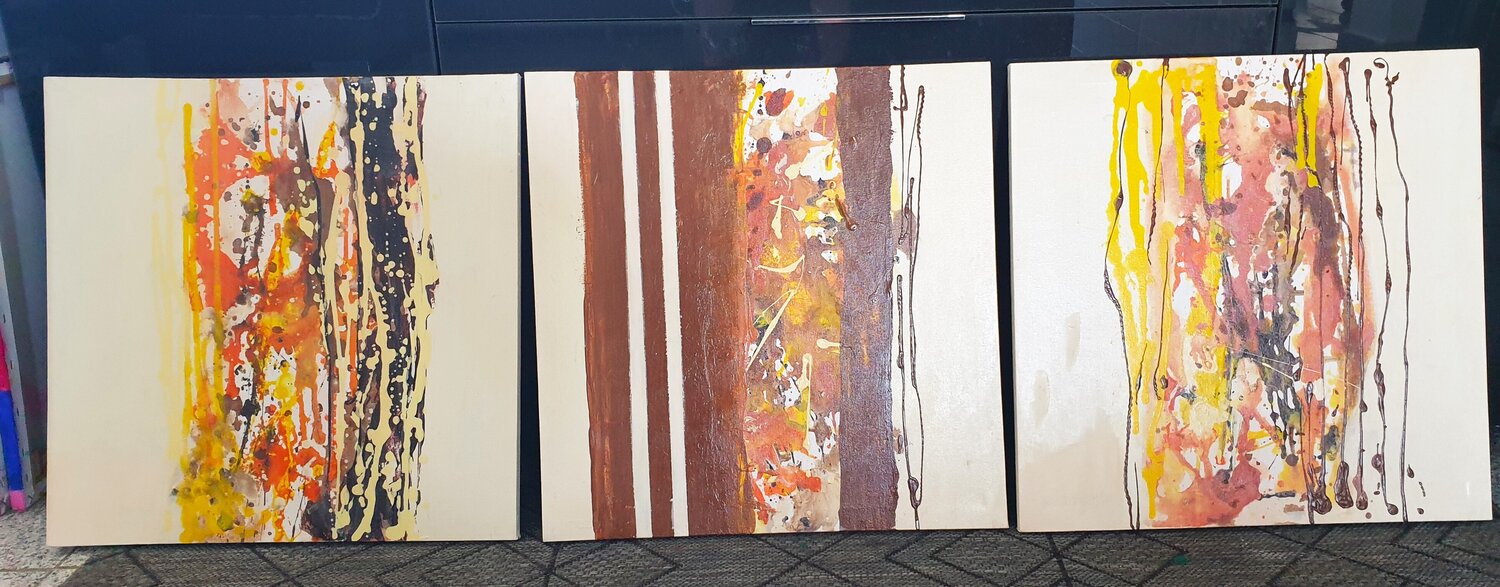 Acryl Bilder "Herbstlaune"     3 x 50cm x 50cm Irene Schlik Dipinto originale in vendita