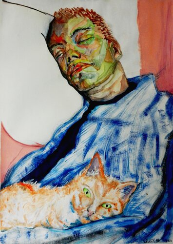 cat wake up! de Sadik Mottola, Pintura a la venta en Singulart