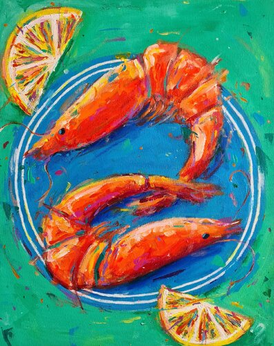 Prawns van Dawn Underwood, Schilderij te koop op Singulart