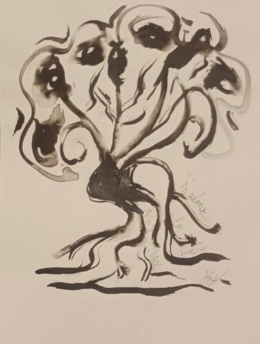 L'arbre de vie J'aime de laetitia GUADAGNA ASCIAK, Dibujo a la venta en Singulart