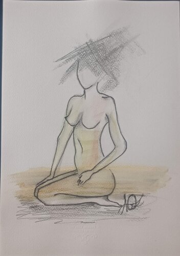 Nudité à genoux van laetitia GUADAGNA ASCIAK, Tekening te koop op Singulart