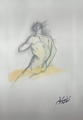 Académie l'homme dos nu von laetitia GUADAGNA ASCIAK, Zeichnungen kaufen auf Singulart