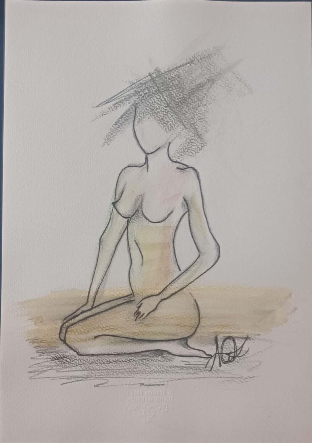 Nudité à genoux laetitia GUADAGNA ASCIAK Disegno in vendita