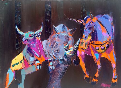 „BEGEGNUNG DER HÖRNER“ von Ali Sedri, Malerei kaufen auf Singulart