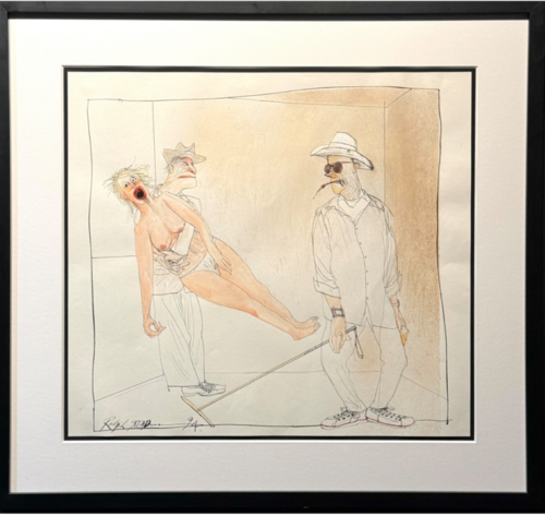 Hunter With Blow Up Doll by Ralph Steadman, Painting for Sale on Singulart