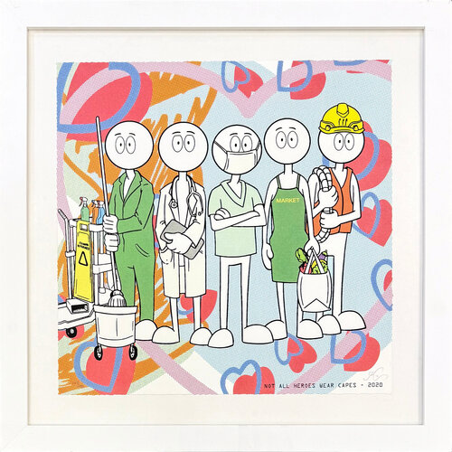 Not All Heroes Wear Capes (framed hand signed serigraph) van Kai, Afdruk te koop op Singulart