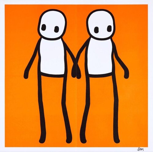 Holding Hands - signed (Orange) by Stik, Print for Sale on Singulart