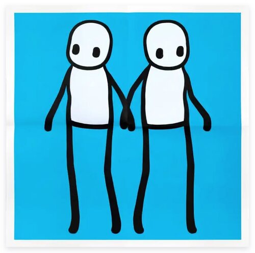 Stik Holding Hands Hackney Today - Blue by Stik, Print for Sale on Singulart