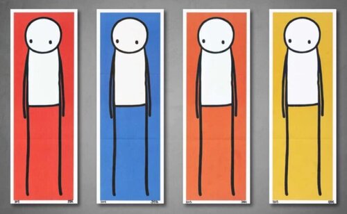 Signed The Big Issue Full Set (Red, Blue, Orange, Yellow) Standing Figures by Stik, Print for Sale on Singulart