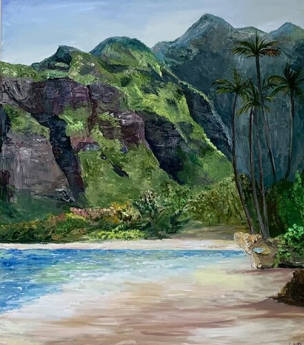Paradise island - tropical seascape von Lena Dil, Malerei kaufen auf Singulart