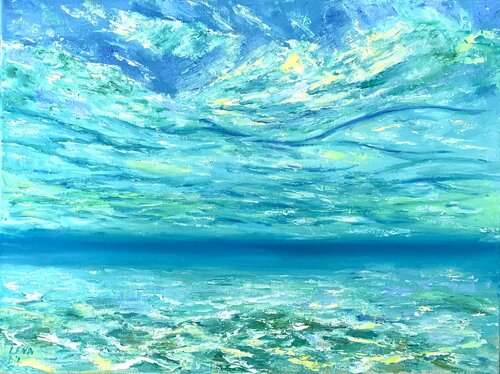Glowing shallow - underwater seascape par Lena Dil, Peinture en vente sur Singulart