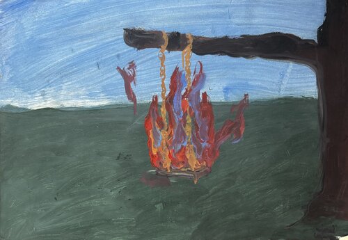 Balançoire en feu de Aimé Cesanges, Pintura a la venta en Singulart