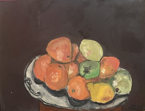 Nature morte au plateau en argent . di Aimé Cesanges, Pittura in vendita su Singulart