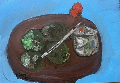 Avocats pinceau et fleur by Aimé Cesanges, Painting for Sale on Singulart